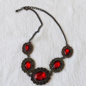 Ruby red statement necklace